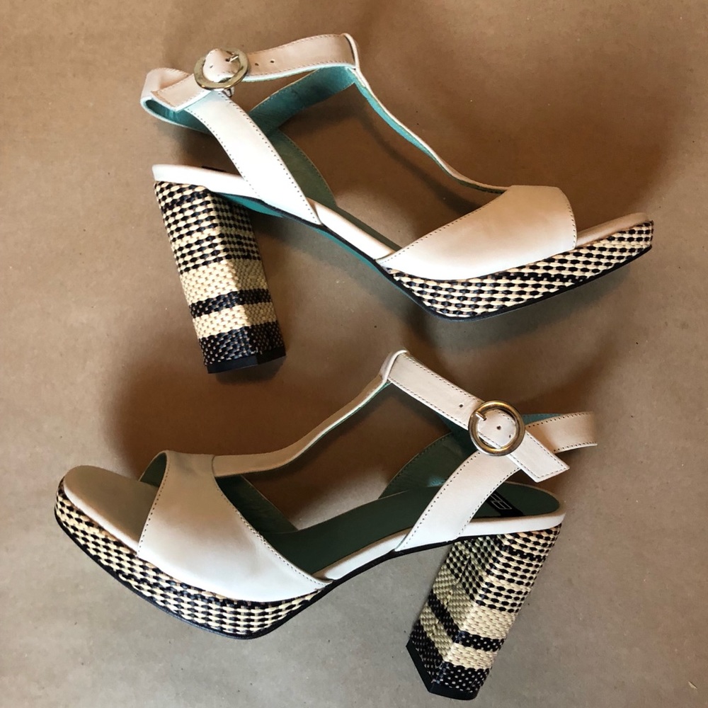 LAB Woven & Leather T-strap Heel (Anthropologie)